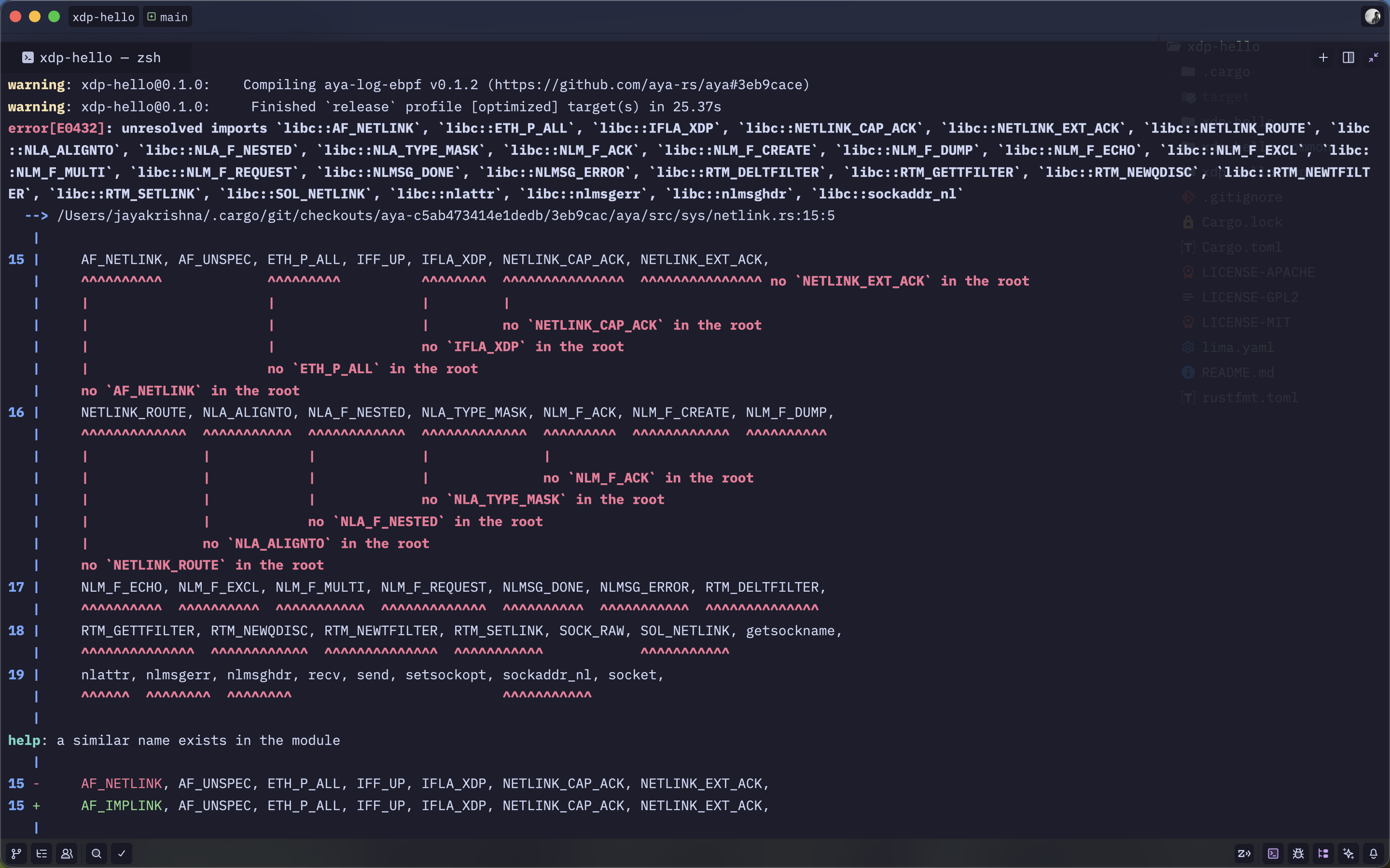 Error showing missing bpf() syscall when running XDP on macOS